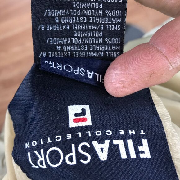 FILA SPORT ~ MENS XL ~ LARGE DOWN PUFFER JACKET COAT REVERSIBLE TAN BLUE - Picture 8 of 9